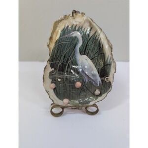 DECORATIVE, NAUTICAL, Tropical Bird "OYSTER SHELL" Beach ART